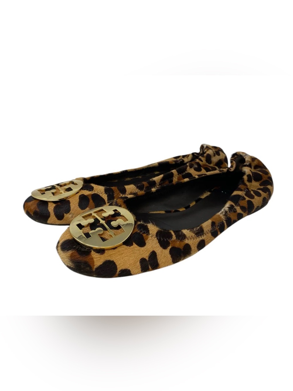 Tory Burch Leopard-Print Ballet Flats with Gold Logo
